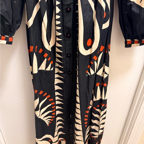 FARM Rio Black & Cream Graphic Button-Front Maxi Dress with Red Accents - Picture 5 of 15